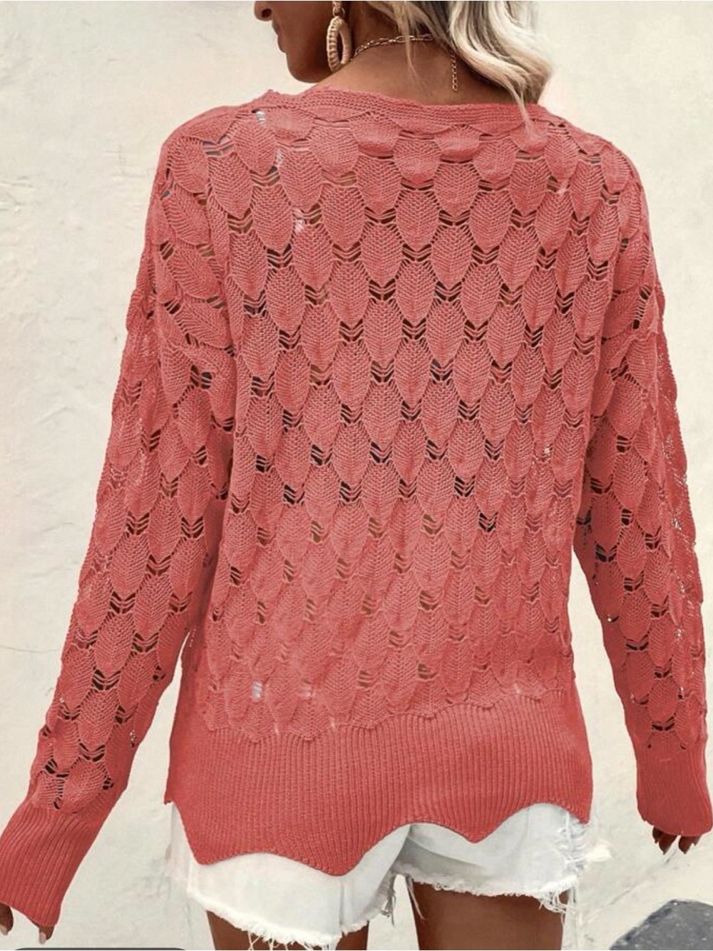 Coral Petal Knit Spring Sweater
